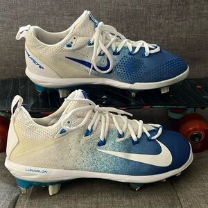Nike Lunar Vapor Ultrafly Elite Low Baseball Cleats Blue White Sz 9